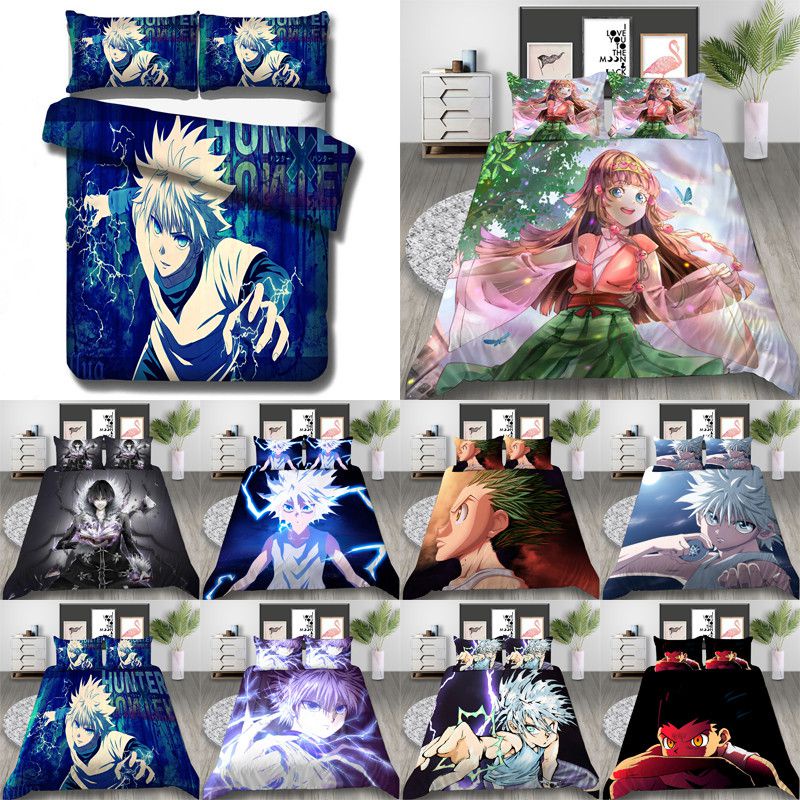 Bộ Chăn Ga Và Vỏ Gối In Hình 3D Phong Cách Anime Hunter Nhật Bản