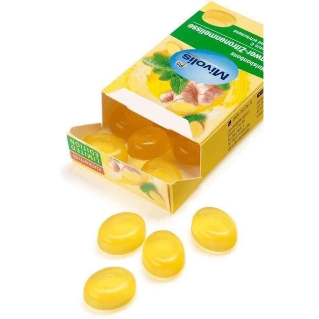 VIÊN KẸO NGẬM GỪNG - CỐT CHANH MIVOLIS - Ấm người, tăng sức đề kháng - Hàng nội địa Đức