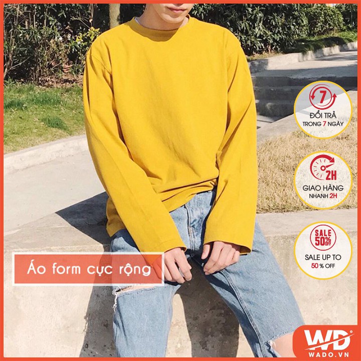 [FREESHIP TỪ 50K Áo thun dài tay trơn dáng unisex form rộng cho cả nam và nữ