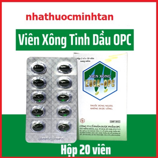 Viên xông EUCA  OPC, xông khi cảm cúm, Sát trùng mũi họng, hộp 20 viên Chính Hãng Nhà Thuốc