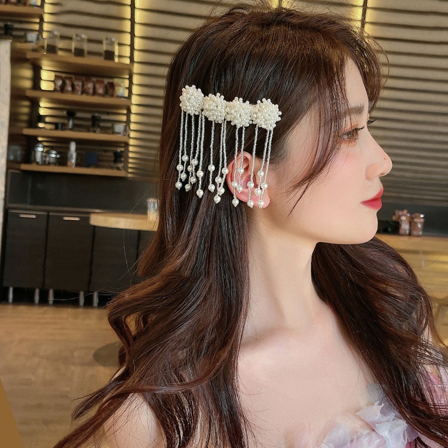 Kẹp Tóc Đính Ngọc Trai Giả Toàn Diện Phong Cách Hàn Quốc