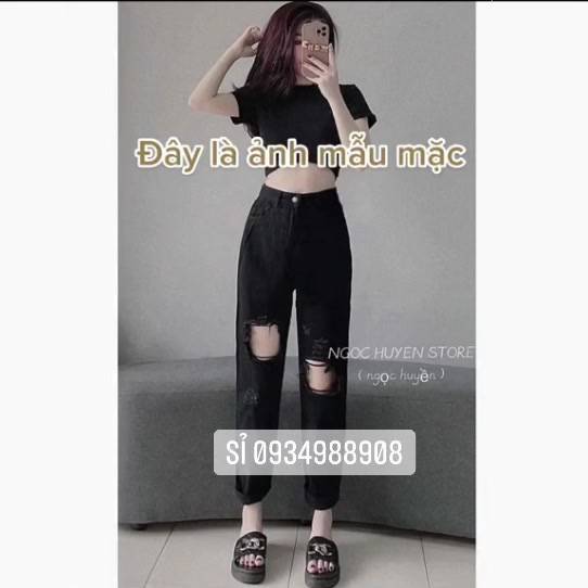 (Chuyên sỉ) Quần baggy jean nữ rách gối 2 bên hot nhất | BigBuy360 - bigbuy360.vn