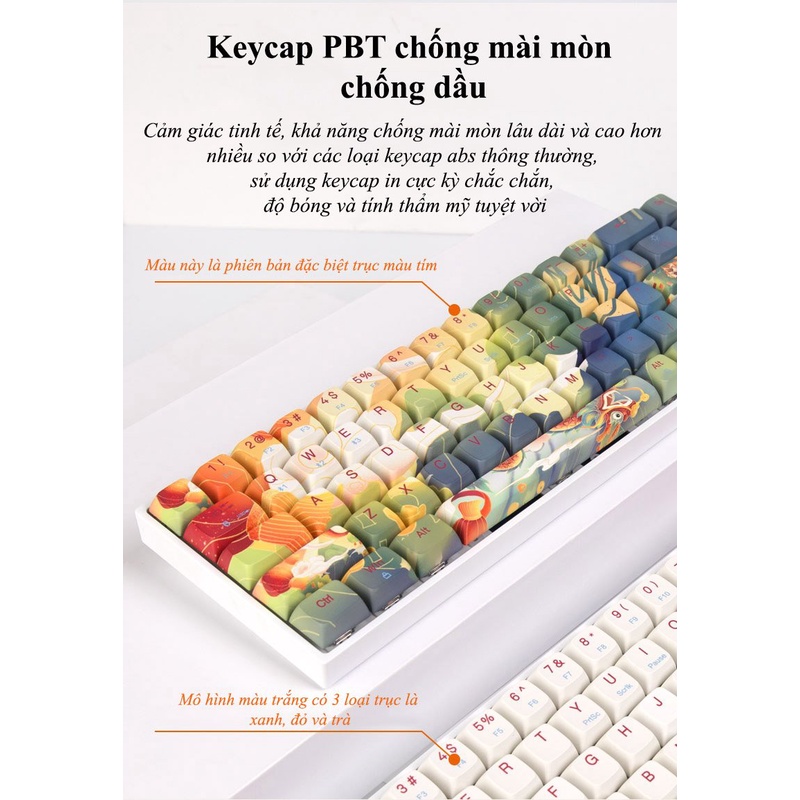 Bàn phím cơ không dây Dual Mode Newmen GM680 (Ngoạ Hổ Tàng Long),Layout 68 phím Hotswap,đa chế độ kết nối-PC/Laptop/ĐT