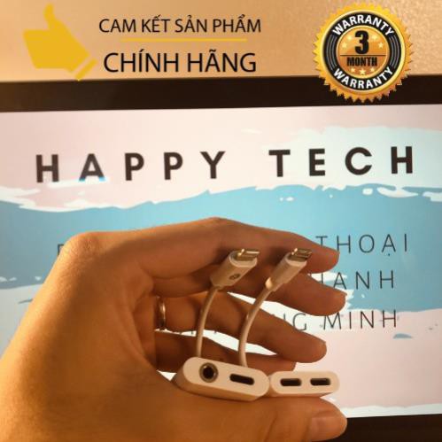 [ Freeship ] - Cáp chuyển tai nghe iPhone 2 cổng, Jack chuyển đổi vừa dùng sạc và tai nghe cùng lúc - Happytech