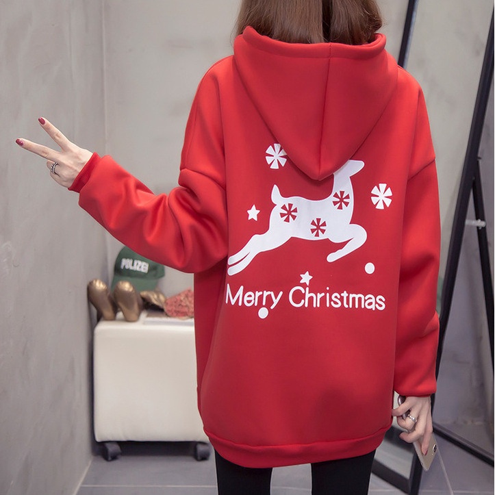 Áo Hoodie Nỉ Noel Đỏ Unisex 🦋 Áo Thun Nam Nữ Dài Tay In Merry Chrismas 🦋 | BigBuy360 - bigbuy360.vn