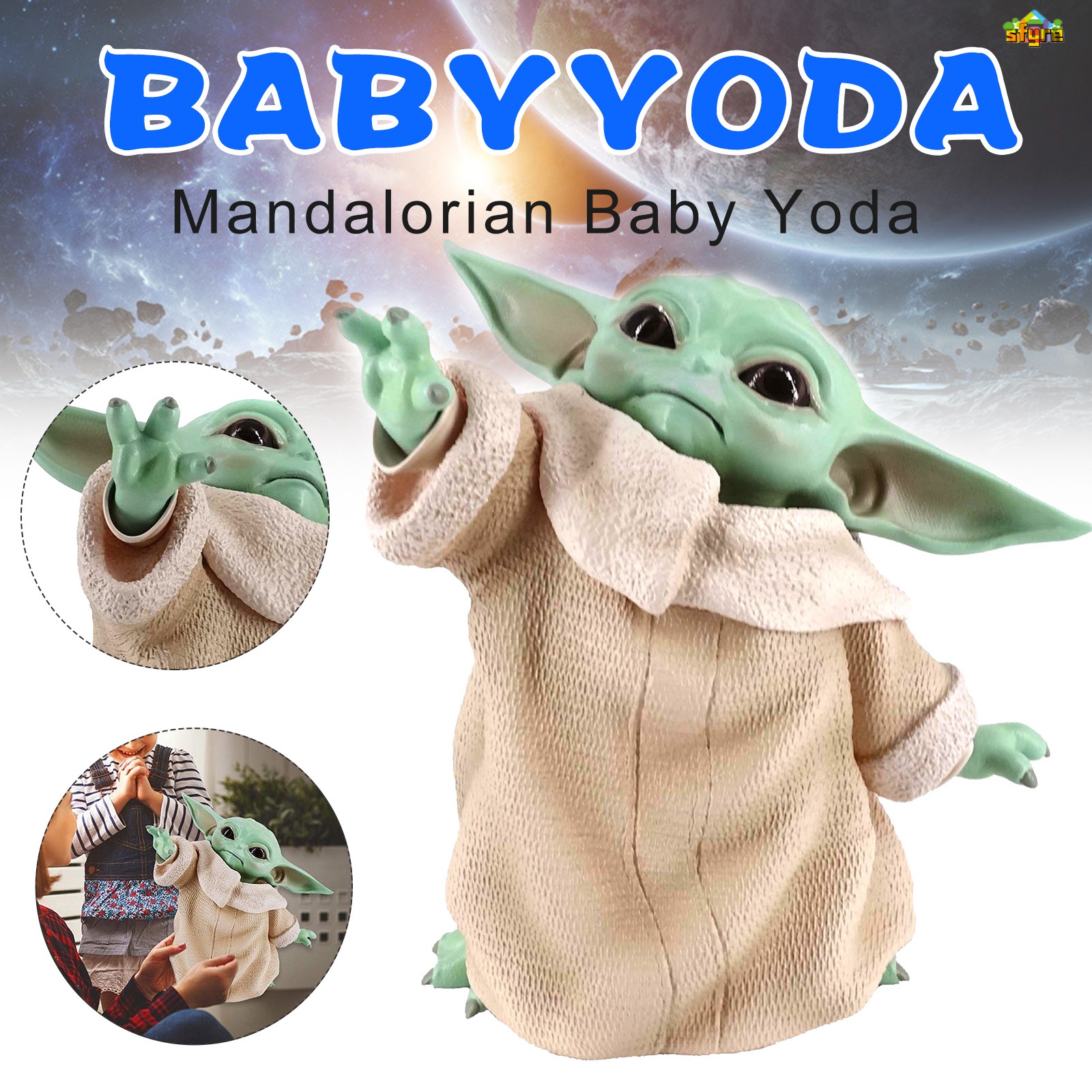 Sfyre Mandalorian War Star Little Baby YODA Ornaments Statue Figure Toys Gift for Kids