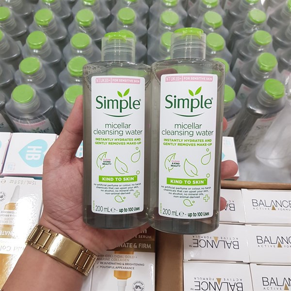 Nước Tẩy Trang Simple Micellar 200ml - Hàng Chính Hãng Làm Sạch Trang Điểm Vượt Trội