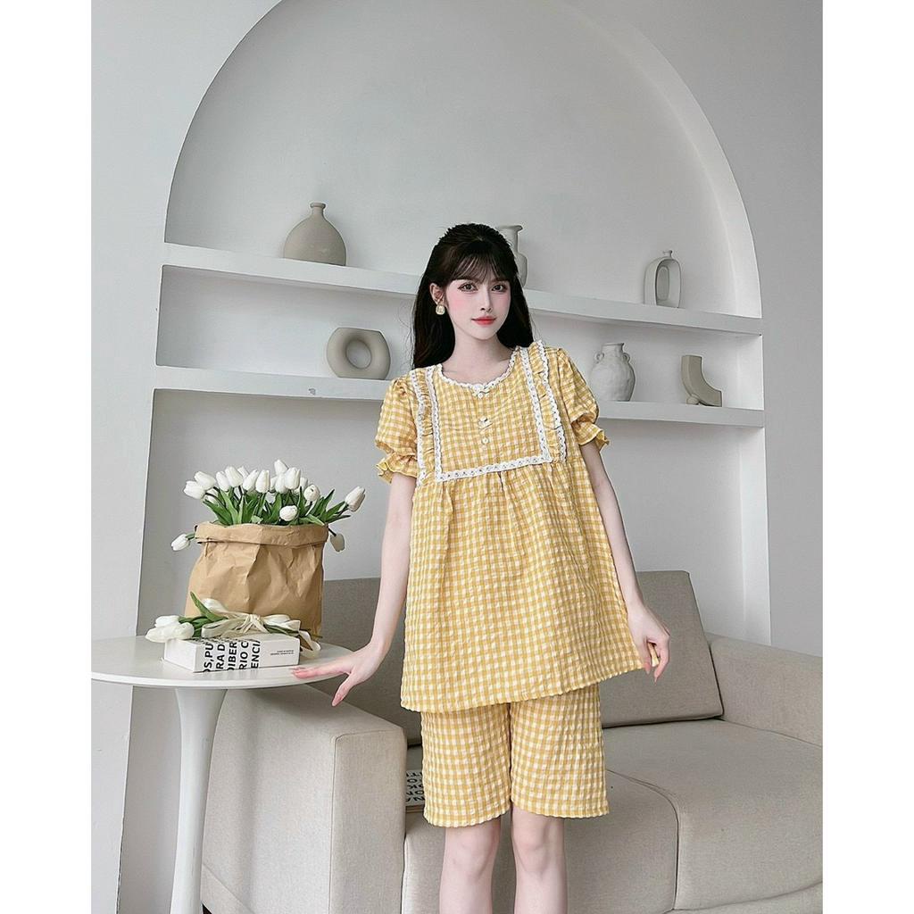 Bộ đồ bầu , bộ nữ mặc nhà mùa hè kẻ 5 màu siêu xinh chất vải mát mặc thoải mái