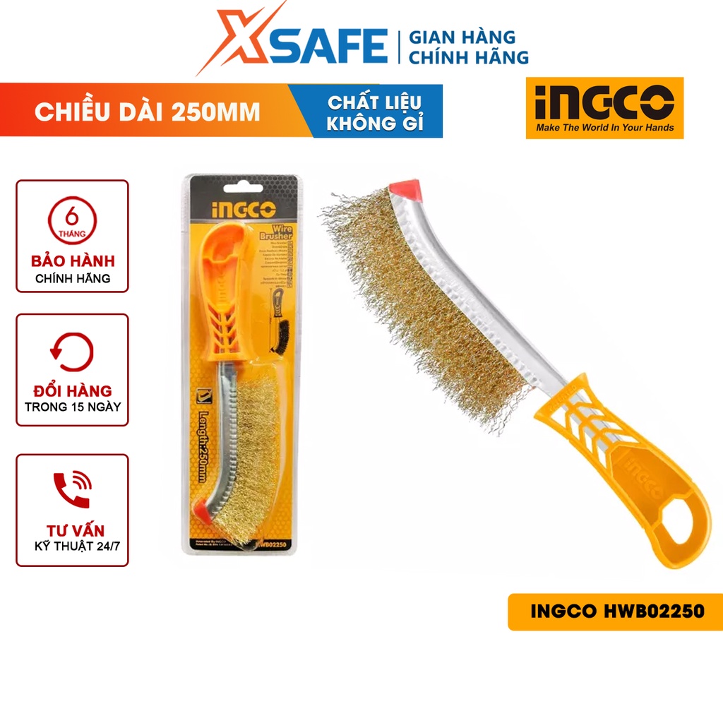 Cọ thép INGCO HWB02250 Cọ vệ sinh rỉ sắt chiều dài 250mm, tay cầm nhựa