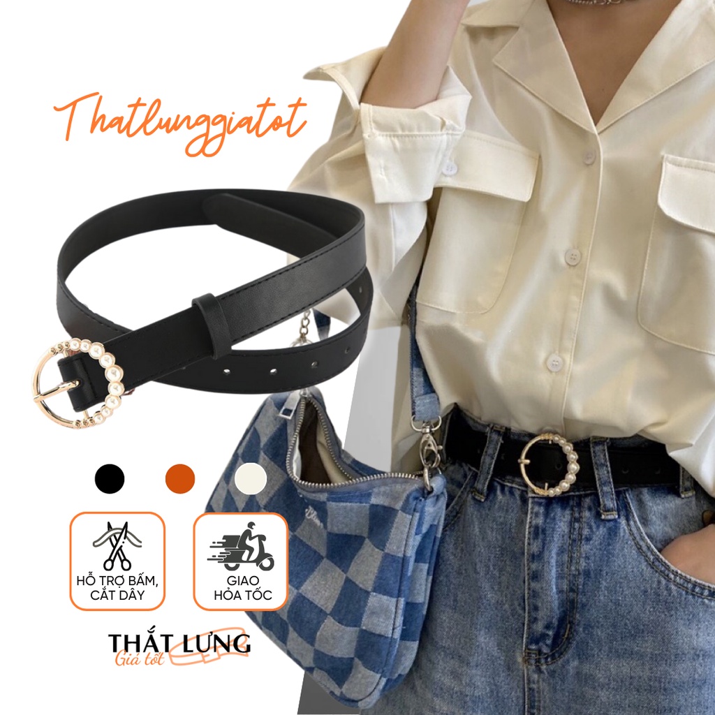 Thắt lưng nữ mặt tròn, đính hạt bản 2.8cm TL063 (Hỗ trợ bấm lỗ, cắt dây nịt) - Thắt Lưng Giá Tốt