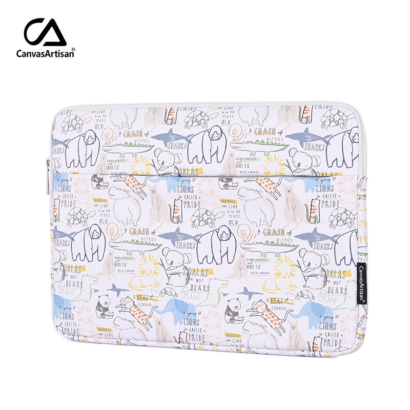 Túi da PU CanvasArtisan đựng máy tính bảng laptop không thấm nước in hoạt hình cho Matebook Air Pro 11/12/13/14/15"
