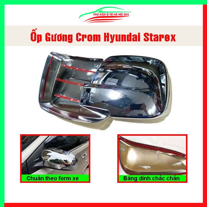 Ốp gương chiếu hậu Hyundai Starex mạ crom bảo vệ chống trầy trang trí làm đẹp xe