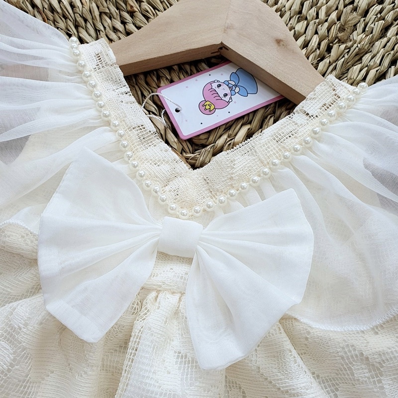 Body Mũ Ren Cánh Tiên NHÍM XÙ KIDS Màu Kem Cho Bé Gái Sơ Sinh, Đầy Tháng, Thôi Nôi B029