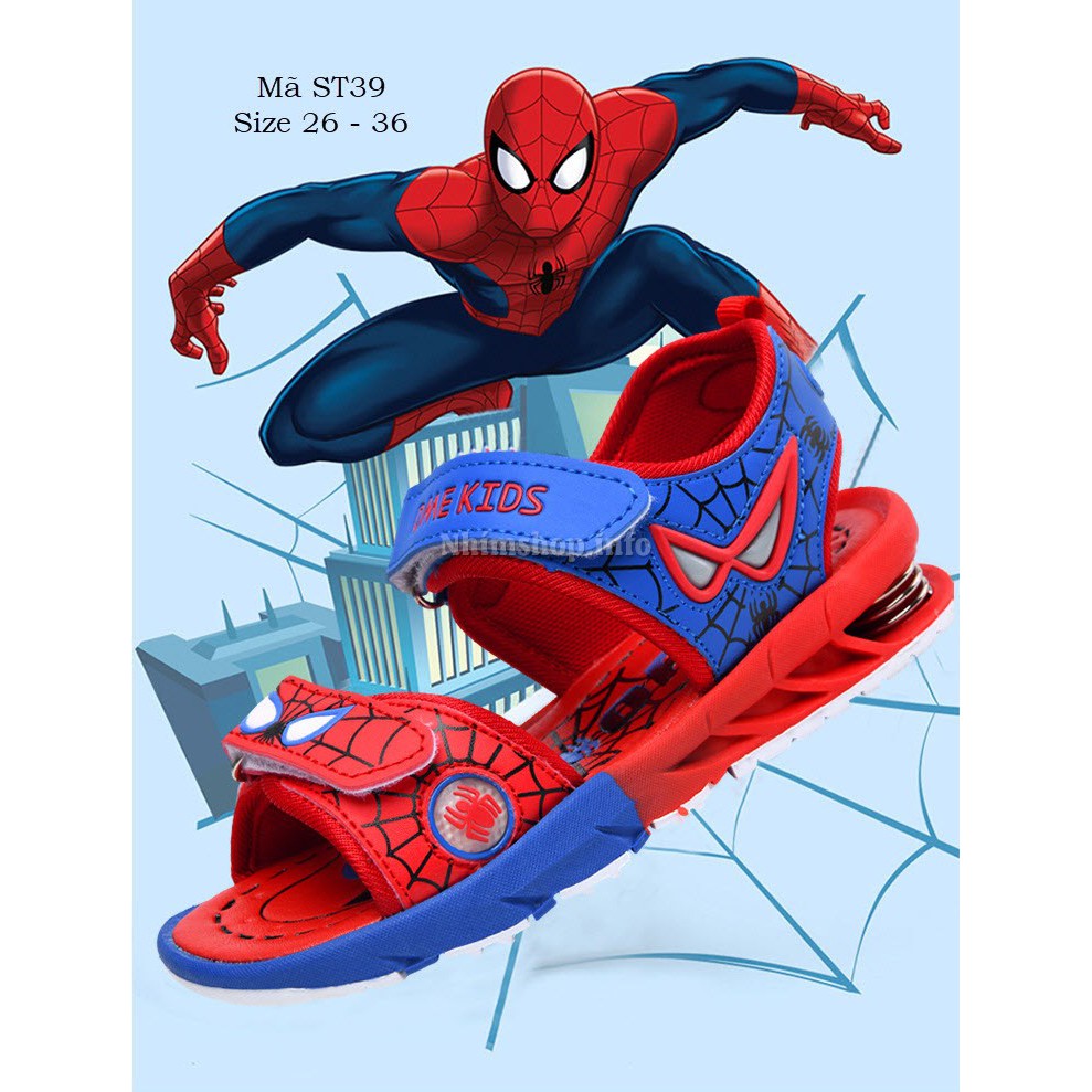 Sandal siêu nhân spiderman cho bé trai 3 - 12 tuổi quai ngang đế lò so phong cách Hàn Quốc cực chất ST39