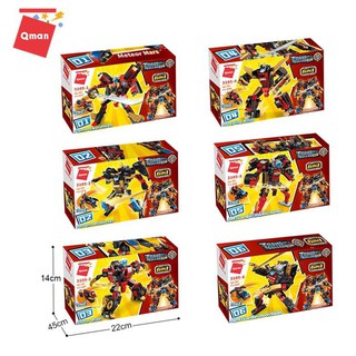 HT4A6 Bộ xếp hình đồ chơi lắp ráp biến đổi siêu nhân robot từ các siêu nhân nhỏ trí tuệ 6 trong 1 cho bé thích khám phá