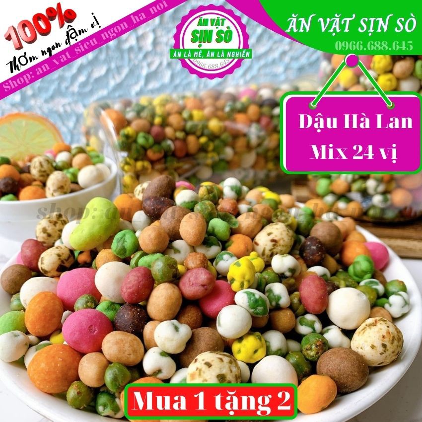 500g Đậu Hà Lan mix vị Tiệm đồ Ăn Vặt SỊN SÒ Thơm Ngon Đậm Vị