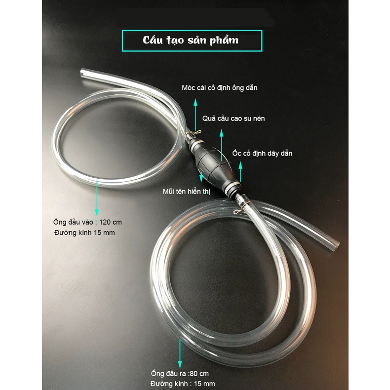 Dụng cụ bơm hút chất lỏng tiện dụng/ Ống hút X.ăng đầu cầm tay dễ dàng, loại cao su dày tặng kèm Van Khoá siêu bền