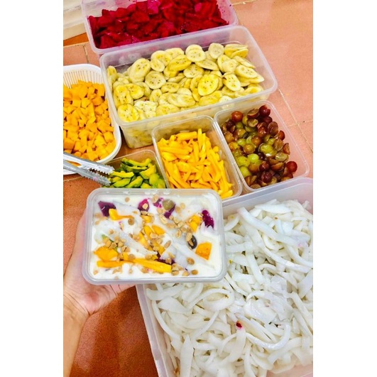 65k hộp 500gr Kem Chuối mix trái cây nhà làm