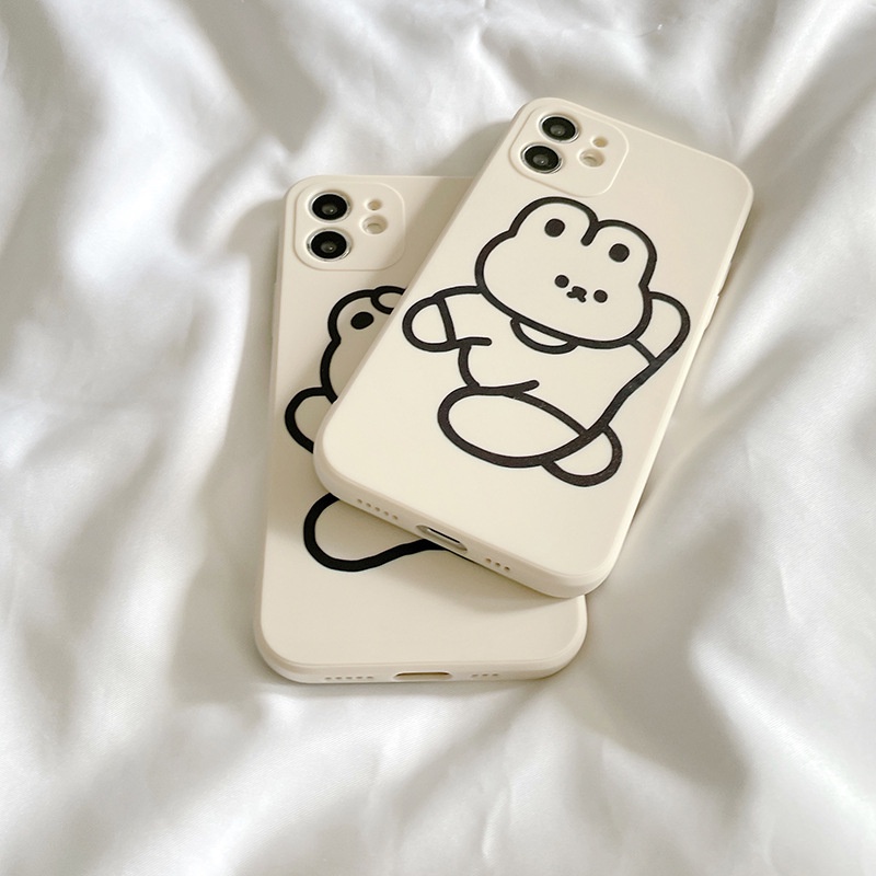 Ốp lưng iphone cạnh vuông Gấu thỏ đơn giản dành cho ip 6 đến 14promax - e235