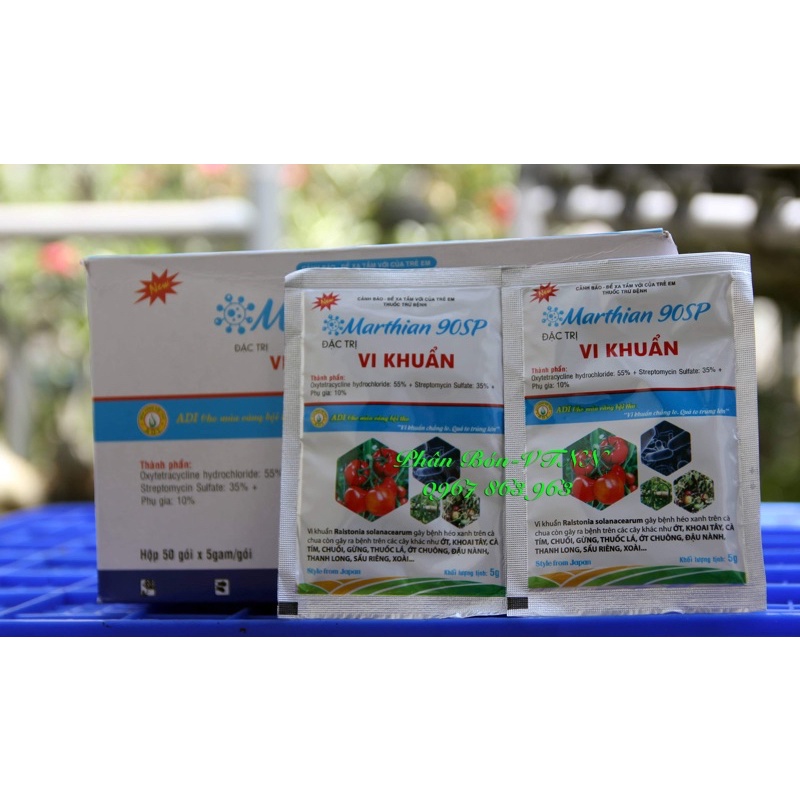 Marthian 90SP - Trị Vi Khuẩn Đã Kháng Thuôc ,Tuyến Trùng Gây Héo Xanh, Thối Thân, Đọt. gói 5gr pha 10l nước
