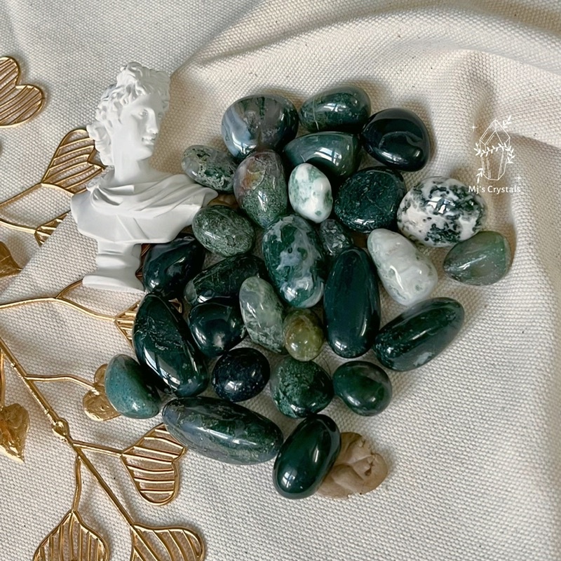 ᴆᴀ́ ᴠɪᴇ̂ɴ 𝘛𝘶𝘮𝘣𝘭𝘦𝘥 Moss Agate rêu sᴜ̛ᴜ ᴛᴀ̂̀ᴍ, ᴛᴀʀᴏᴛ, ʜᴀɴᴅᴍᴀᴅᴇ, ʀᴇɪᴋɪ, ᴛʜᴀɴʜ ᴛᴀ̂̉ʏ ᴛʜɪᴇ̂̀ɴ ᴆɪ̣ɴʜ.