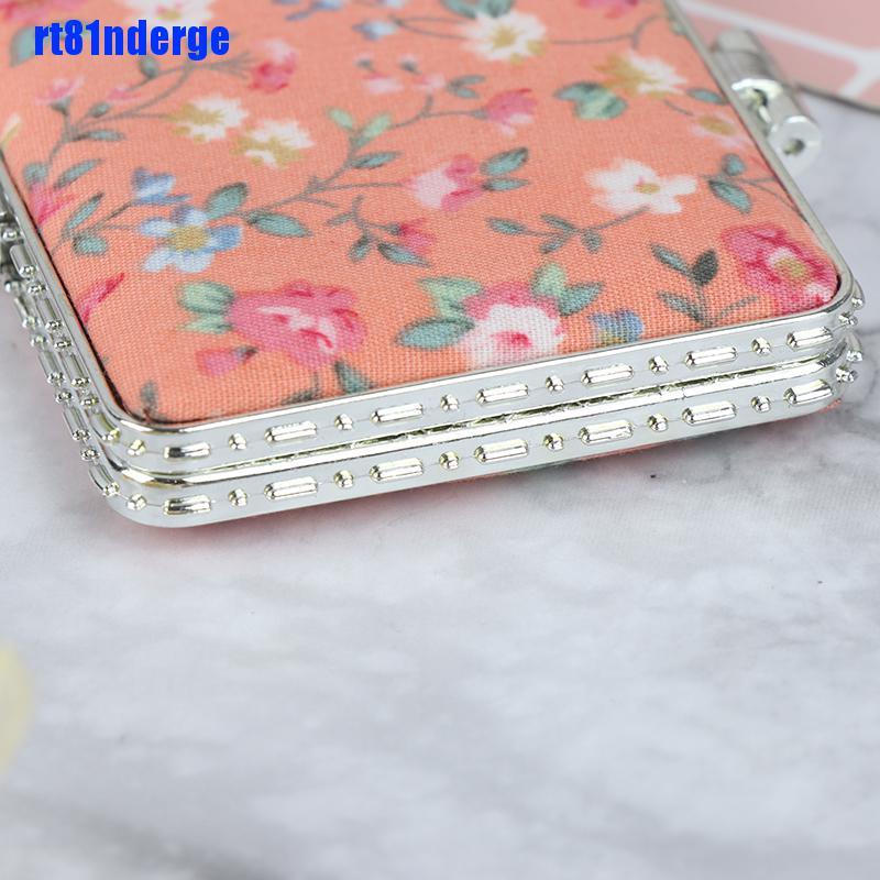 [Hàng mới về] Gương trang điểm dạng gập hai mặt mini bỏ túi thiết kế vỏ in họa tiết hoa phong cách vintage