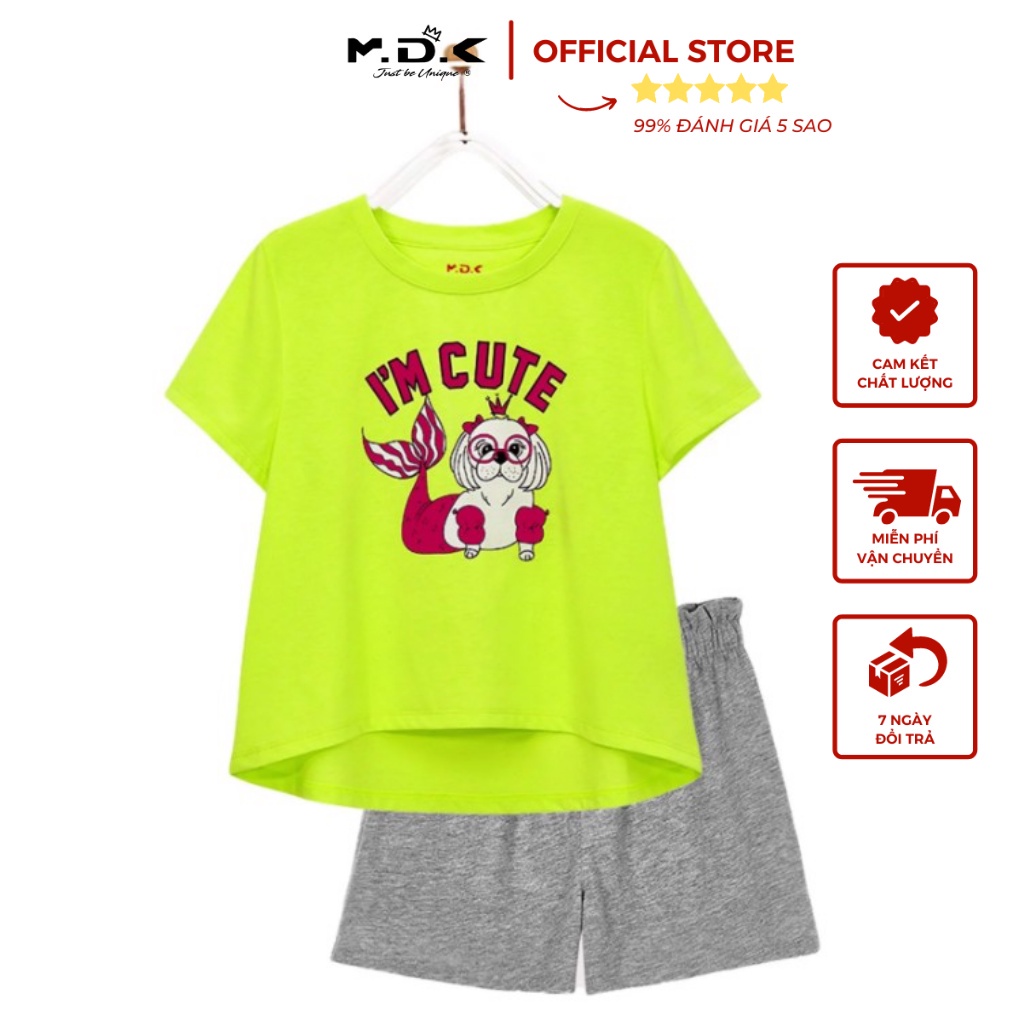 Bộ đồ Mặc Nhà Ngắn Tay Bé Gái M.D.K I Am Cute M.D.K - chất liệu Jersey Cotton mềm mại, thoáng mát