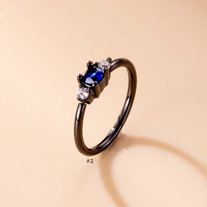 1 Khuyên Mũi Tròn Đen Đính Đá Zircon Thời Trang