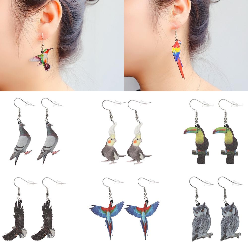 Bông Tai Hình Chim Vẹt Bằng Acrylic Cho Nữ