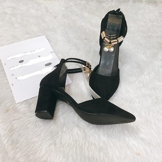 [ FREE SHIP ĐƠN HÀNG 99K ] Giày Cao Gót Kín Mũi Vòng Cổ Hạt Châu 7 phân