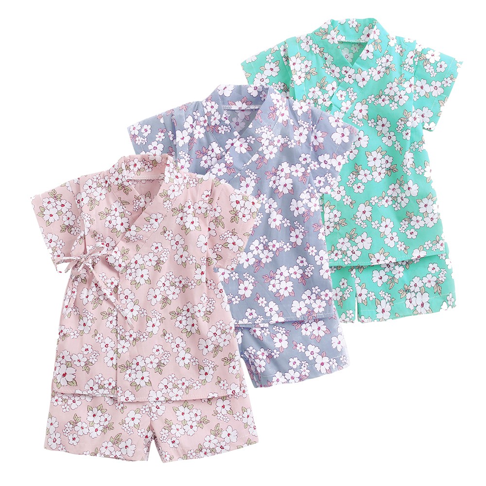 Bộ Quần Áo Pajamas Sanlutoz Bằng Cotton Họa Tiết Hoa Thời Trang Mùa Hè Cho