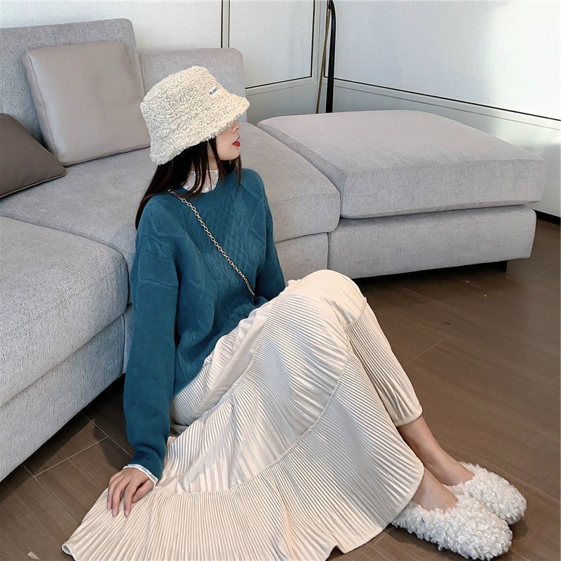 [Hàng sẵn]Chân Váy Bầu Xinh , Chân váy dài xếp ly lưng cao phong cách Hàn Quốc thời trang cho bà bầu