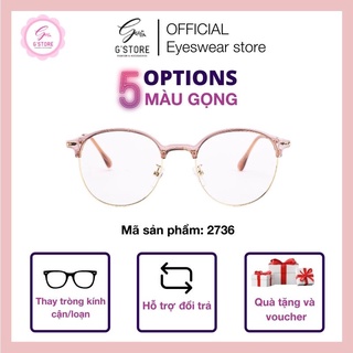 Gọng Kính Nửa Viền Kim Lọai Vintage G STORE Kính Mắt Tròn Nhựa Gọng Pha Kim Loại Thời Trang 2736