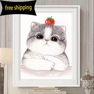 Tranh Đính Đá 5d Tự Làm Hình Mèo Hoạt Hình Trang Trí Phòng Khách/Phòng Ngủ 2019