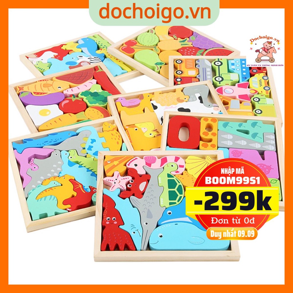 Đồ chơi trẻ em ghép hình vuông tư duy Montessori rèn kỹ năng khéo léo cho bé dochoigo.vn