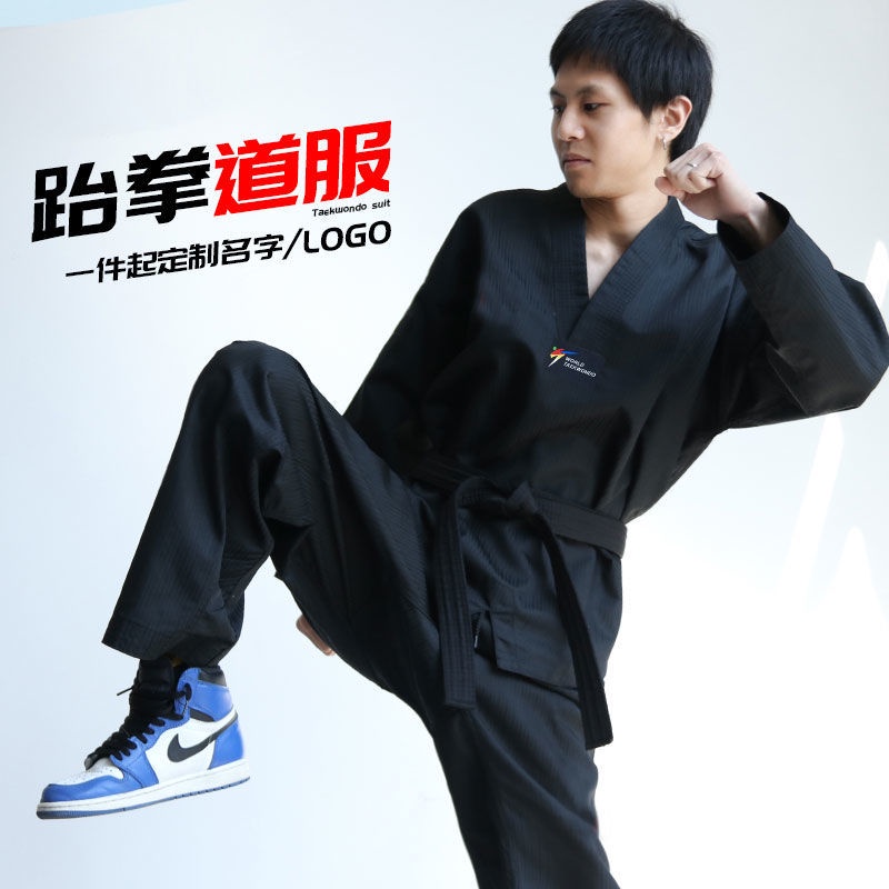 Bộ Quần Áo Tập Võ Taekwondo Vải Cotton Tay Dài Cá Tính Cho Người Lớn Và Trẻ Em