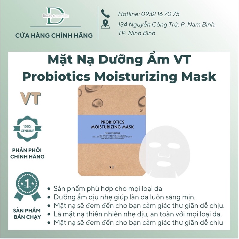 Mặt nạ lợi khuẩn, làm sang da, dưỡng ẩm, săn chắc da VT Probiotics Moisturizing Mask Fresh Hydrating - Hàn Quốc