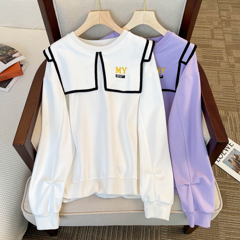 Áo sweater Cổ Thủy Thủ size Lớn Xinh Xắn Theo Phong Cách Mùa Thu Dành Cho Nữ