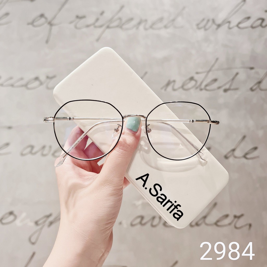 Gọng kính cận nữ Accede Sarifa kim loại thiết kế mắt tròn thanh mảnh màu sắc thời trang 2984