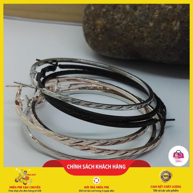 Đôi khuyên tai tròn bản to kiểu Hàn Quốc trẻ trung cho nữ