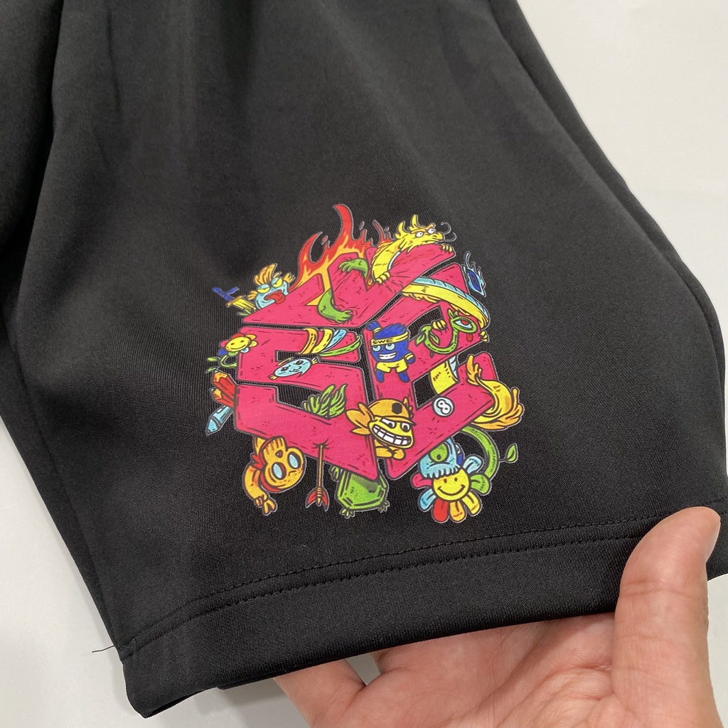 QUẦN SHORT SWE CARTOON Nam Nữ, chất thun Poly 2 da, đùi thể thao, cộc ngắn form rộng unisex