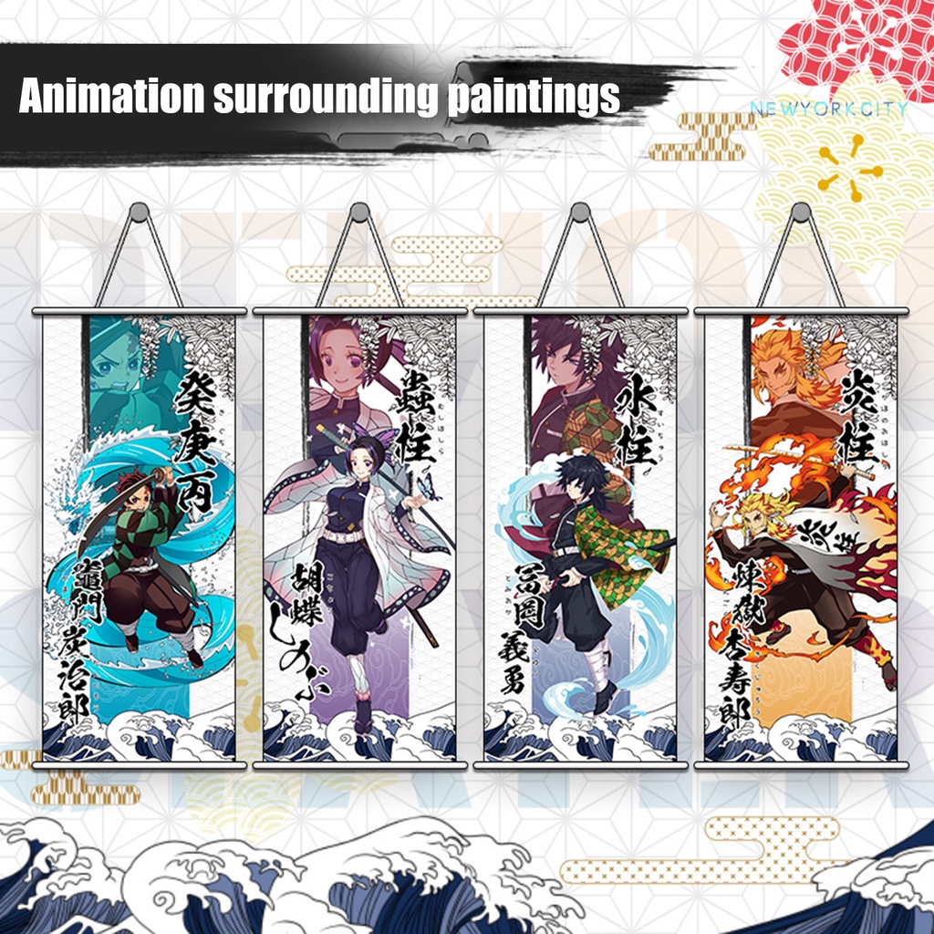 Tranh Cuộn Treo Tường Trang Trí Hình Demon Slayer
