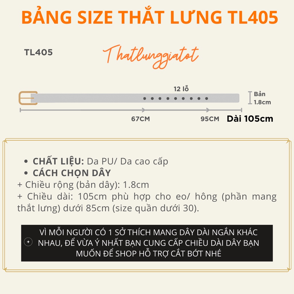 Thắt lưng nữ bản nhỏ mặt vuông vàng bóng  TL405 - Thắt Lưng Giá Tốt