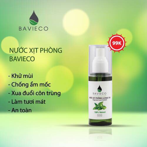 (FREESHIP TỪ 26-28/3) Nước xịt phòng sinh học BAVIECO Hương sả và Bạc Hà