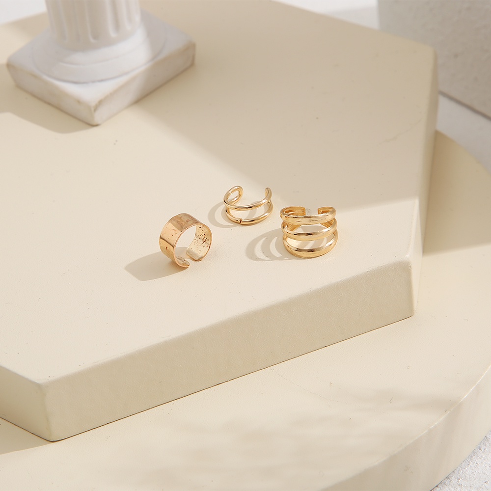 iF YOU Set 3 khuyên kẹp tai bằng kim loại phong cách Hàn Quốc thời trang cho nữ