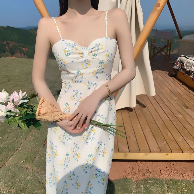 Đầm hoa không tay thời trang Hàn Quốc 2021 cho bạn nữ