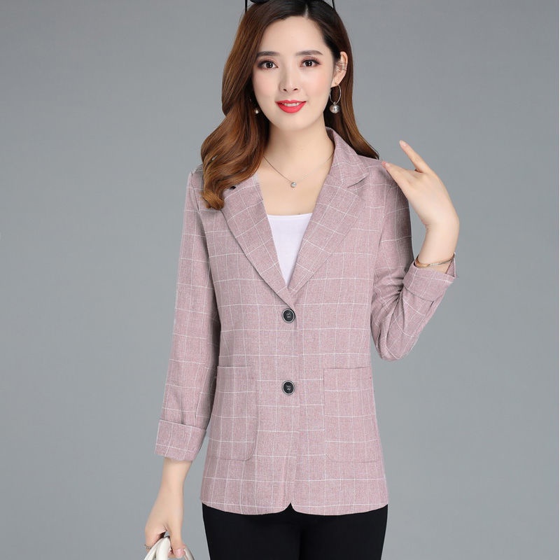 Áo khoác vest dáng ngắn họa tiết kẻ sọc thời trang xuân thu 2021 dành cho nữ