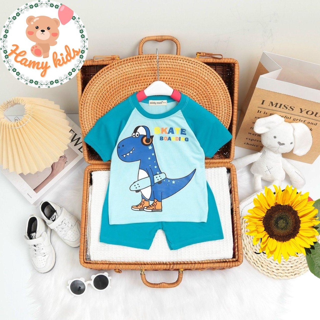 Bộ Cộc Tay Minky Mom Chính Hãng Bé Trai Bé Gái Thun Lạnh Raplan Hình Động Vật Đáng Bé Từ 0-5 Tuổi Dưới 20kg - Hamykids