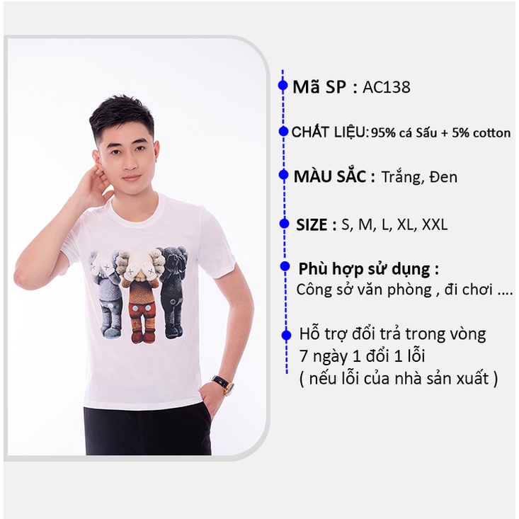 Áo thun Gấu Bearbrick Chất Liệu 100% Cotton Thoáng Mát AZILA