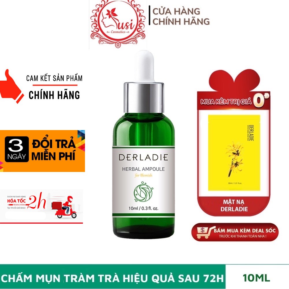 Chấm Mụn Tràm Trà Xẹp Mụn, Khô Cồi Sau 72H Derladie Herbal Ampoule For Blemish 10ML